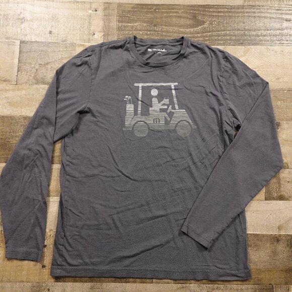 Travis Mathew Race You Tee long sleeve men's large gray Pima Cotton - Picture 1 of 9